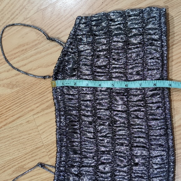 silver metallic strappy smocked top. 2XL - Picture 7 of 8